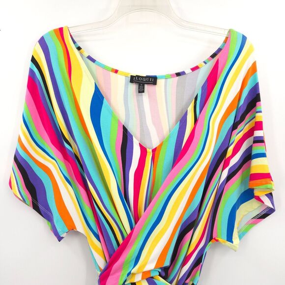 Eloquii striped Wrap Around Dress Womens Plus Size 16 rainbow stretch knit - Picture 5 of 11